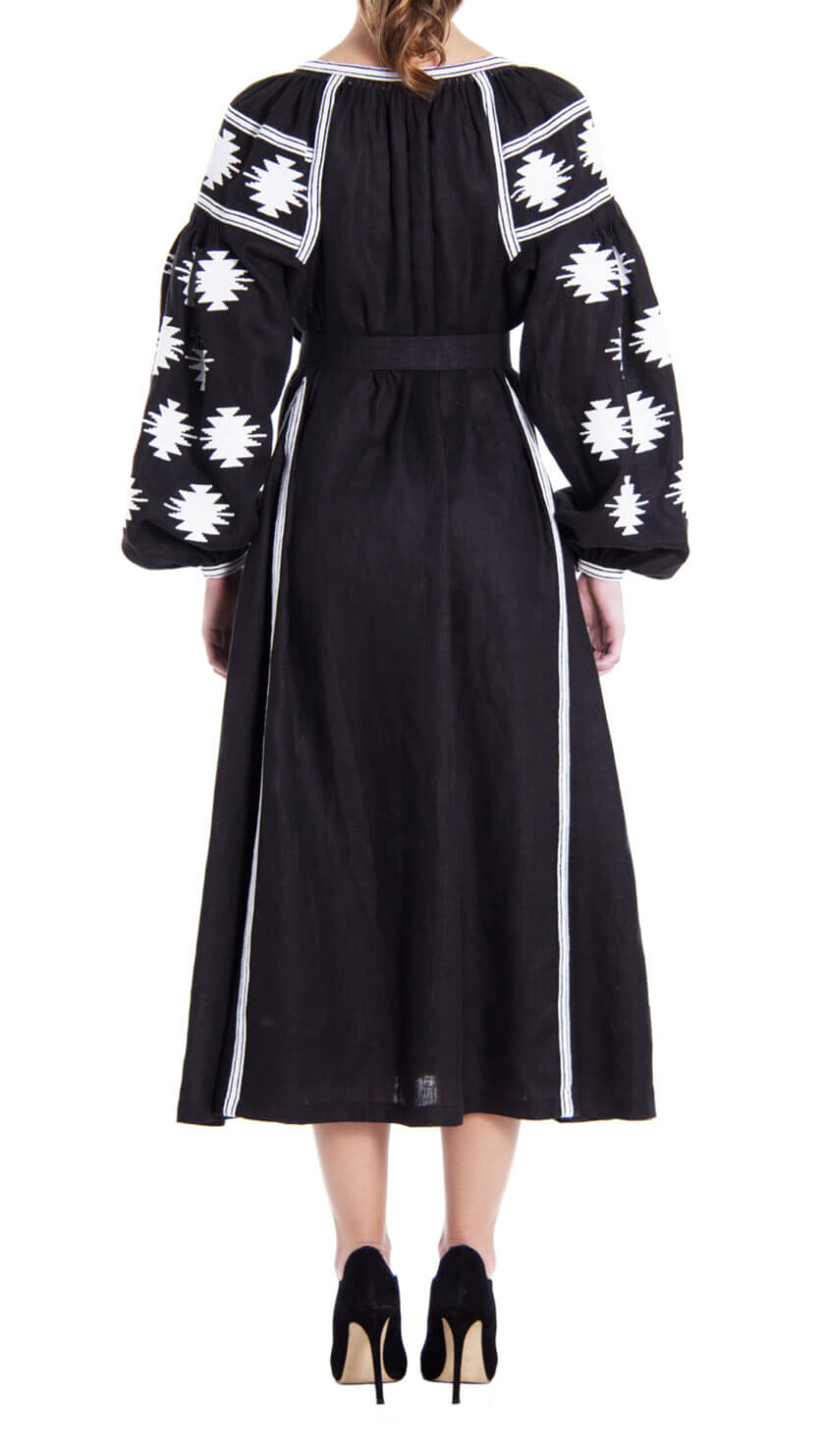 Чорна сукня-міді Чорна геометрія FOBERI_01107, фото 1 - в интернет магазине KAPSULA