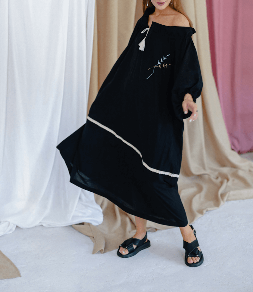 Чорна сукня оверсайз AY_3393, фото 1 - в интернет магазине KAPSULA