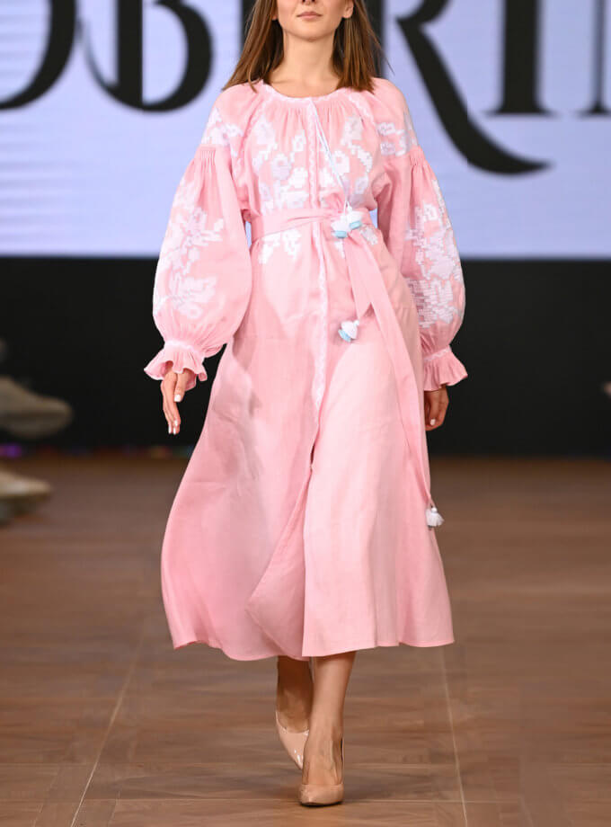 Рожева сукня-міді Заріна FOBERI_SS22011, фото 1 - в интернет магазине KAPSULA