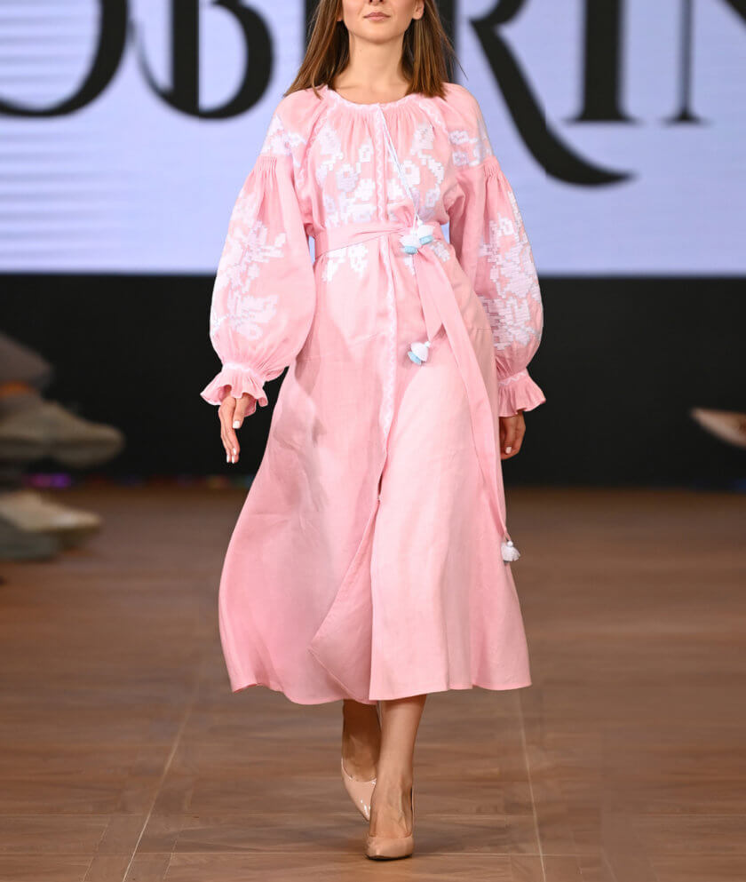 Рожева сукня-міді Заріна FOBERI_SS22011, фото 1 - в интернет магазине KAPSULA