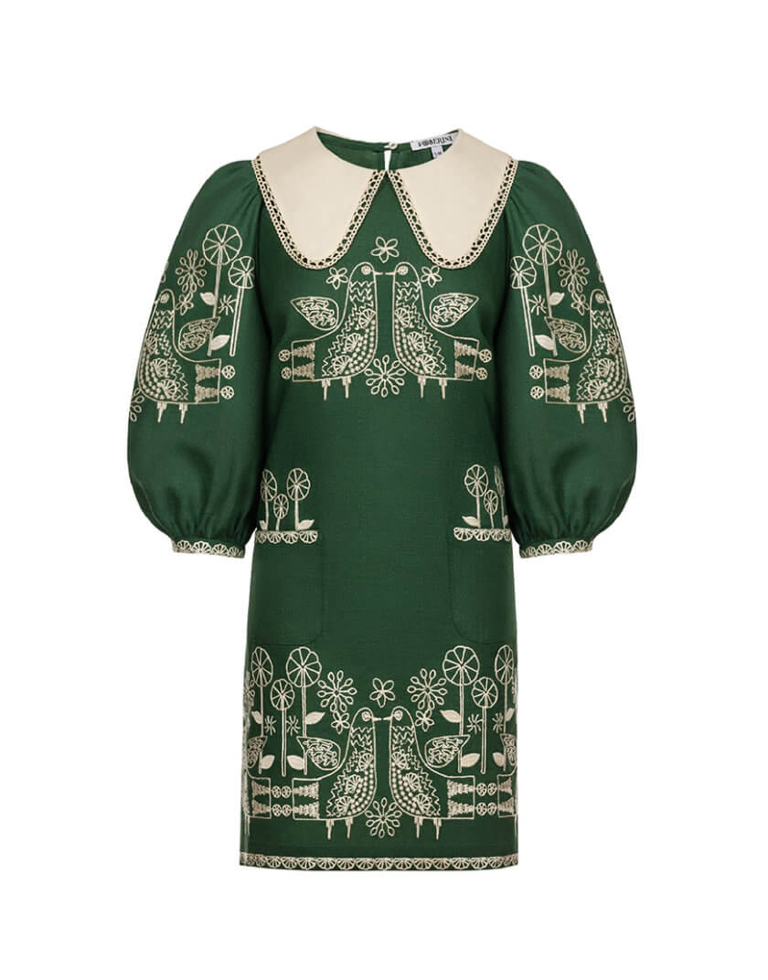 Зозуля зелена міні-сукня FOBERI_SS22016, фото 1 - в интернет магазине KAPSULA
