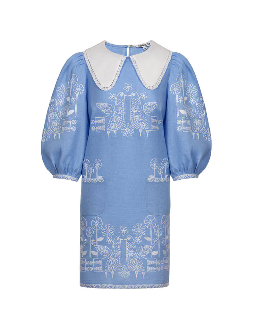 Зозуля блакитна міні-сукня FOBERI_SS22013-1, фото 1 - в интернет магазине KAPSULA