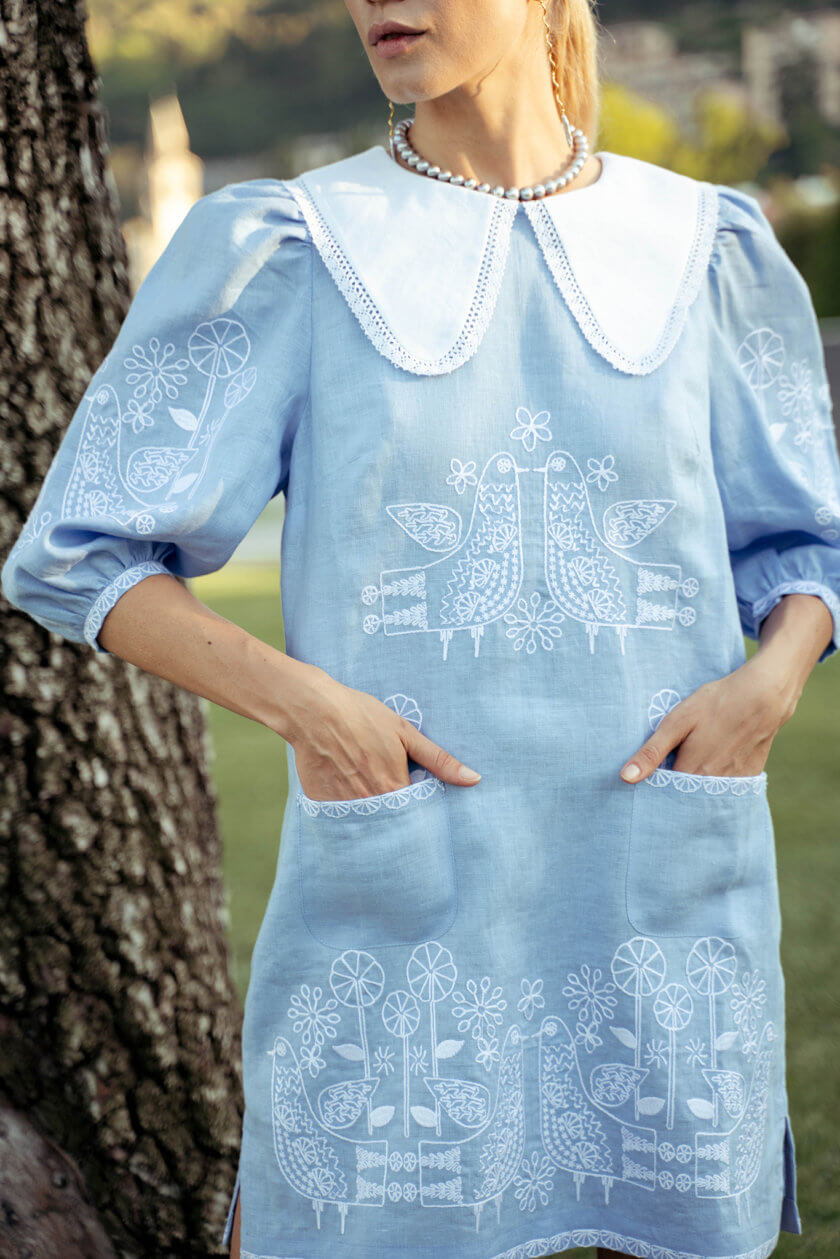 Зозуля блакитна міні-сукня FOBERI_SS22013-1, фото 1 - в интернет магазине KAPSULA