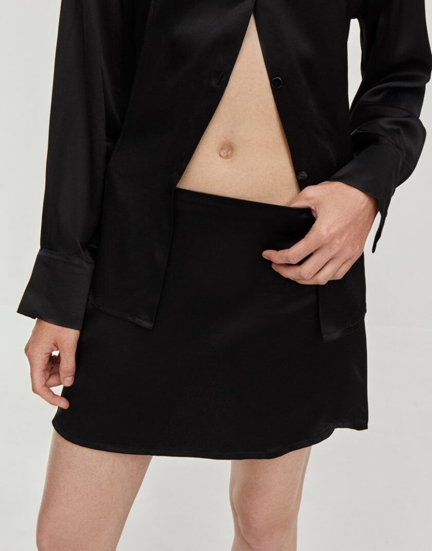 Сорочка приталеного силуету чорна FORMA-SS22-07, фото 1 - в интернет магазине KAPSULA