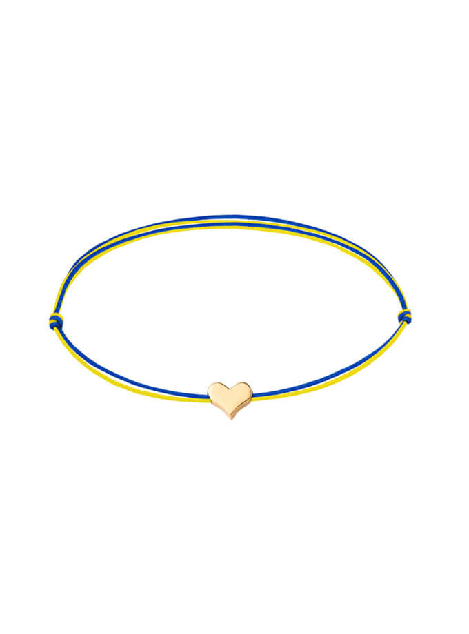 Браслет з синьо-жовтою ниточкою та позолоченим сердечком IVA_UKRG01, фото 1 - в интернет магазине KAPSULA