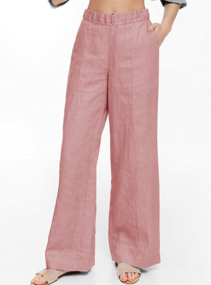 Штани лляні рожеві кльош BLCN_982, фото 1 - в интернет магазине KAPSULA