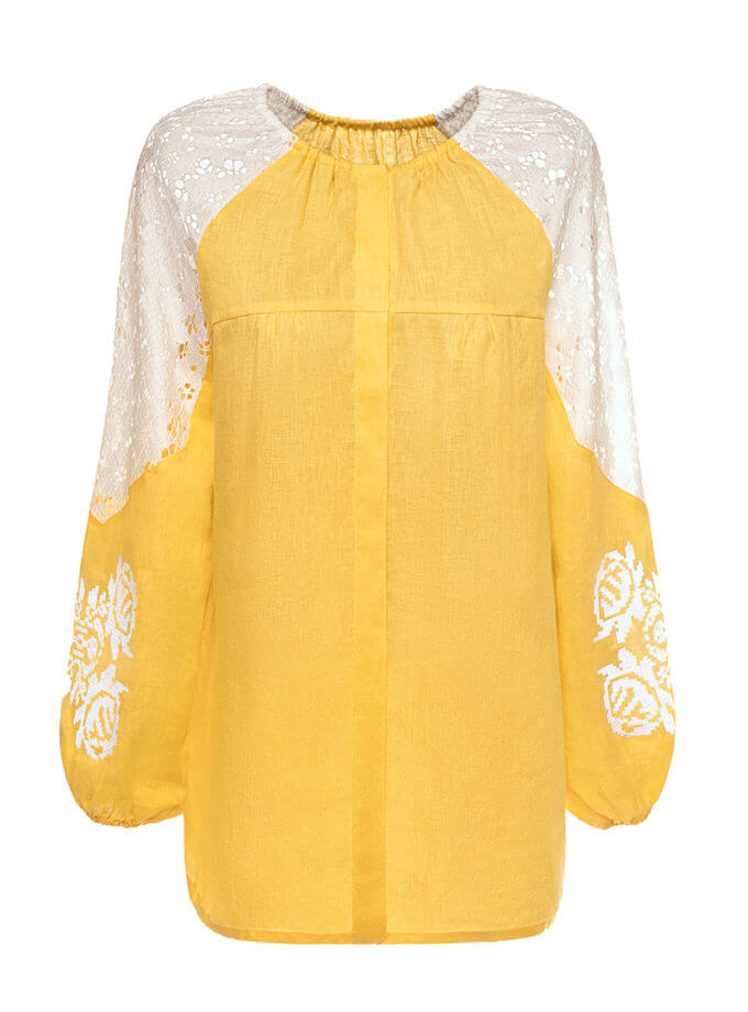 Жіноча блузка з мереживом та традиційною вишивкою "Рожа" GPTV_GA_AA_110, фото 1 - в интернет магазине KAPSULA