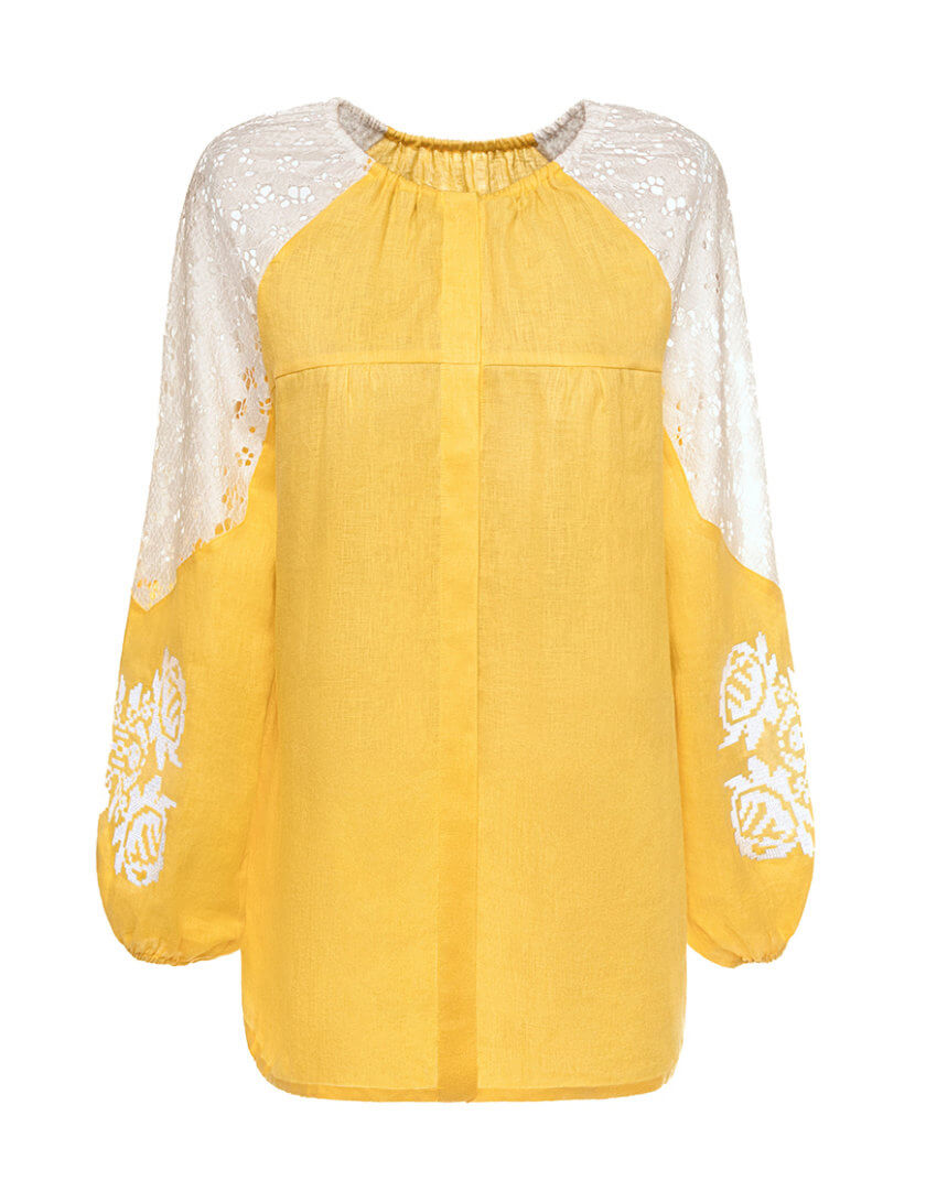 Жіноча блузка з мереживом та традиційною вишивкою Рожа GPTV_GA_AA_110, фото 1 - в интернет магазине KAPSULA