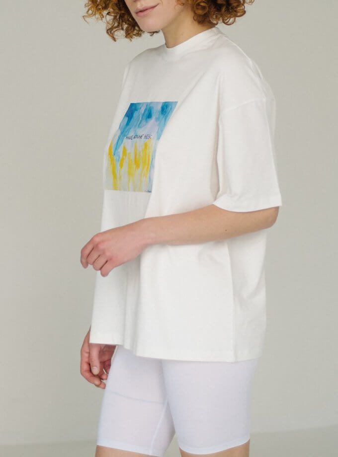 Біла оверсайз футболка Небо NST_TEE-SKY, фото 1 - в интернет магазине KAPSULA