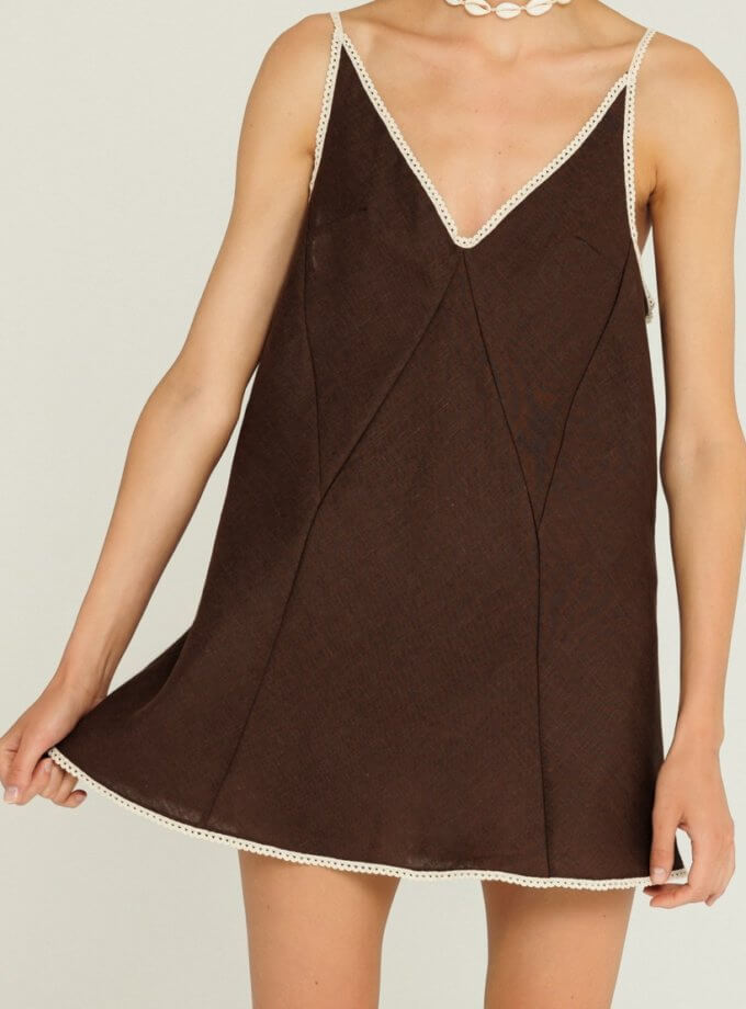 Коротка сукня оздоблена мереживом KTS_21051_ch, фото 1 - в интернет магазине KAPSULA