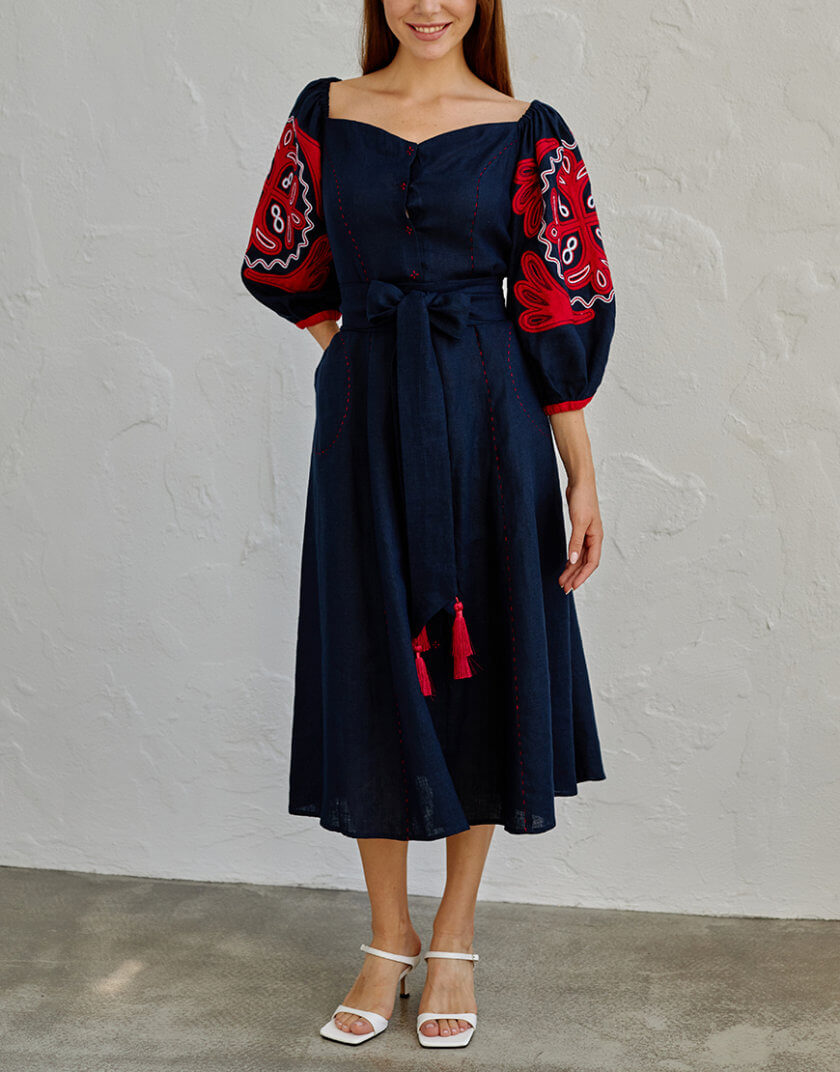 Сукня Аплікація з червоною вишивкою EMB_SS22_1034, фото 1 - в интернет магазине KAPSULA