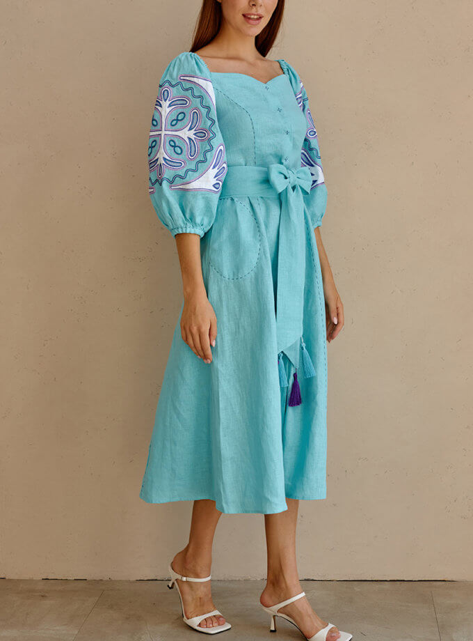 Сукня Аплікація з біло-фіолетовою вишивкою EMB_SS22_1035, фото 1 - в интернет магазине KAPSULA