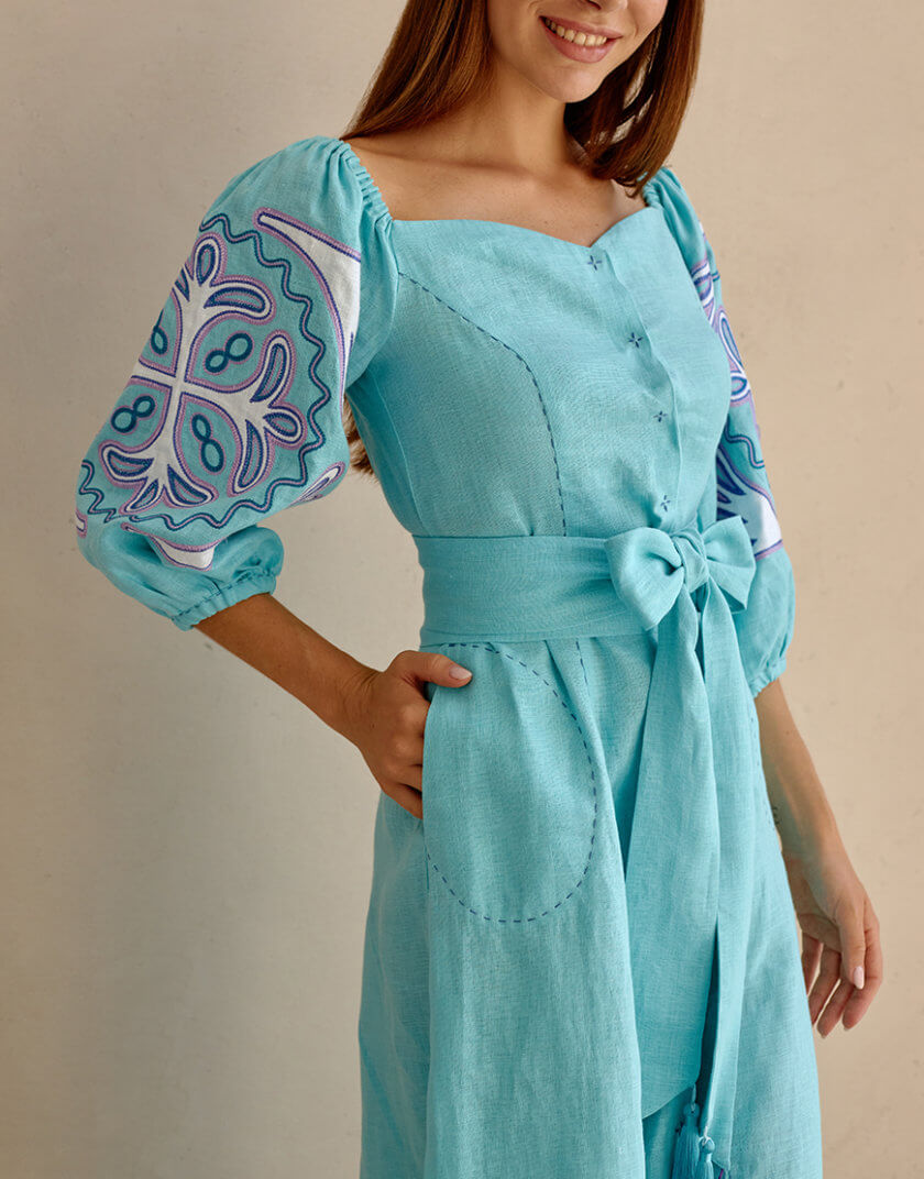 Сукня Аплікація з біло-фіолетовою вишивкою EMB_SS22_1035, фото 1 - в интернет магазине KAPSULA