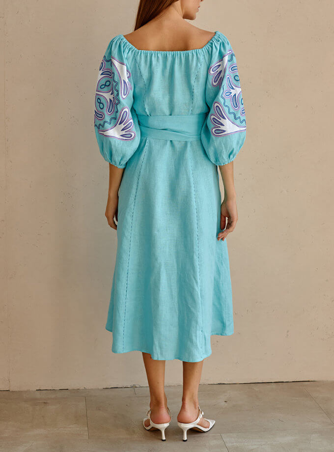 Сукня "Аплікація" біло-фіолетовою вишивкою EMB_SS22_1035, фото 1 - в интернет магазине KAPSULA