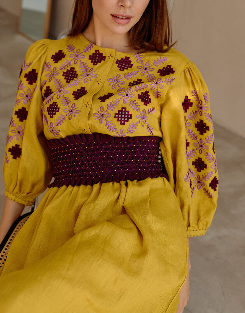 Сукня Карпати з широким поясом EMB_SS22_1037, фото 1 - в интернет магазине KAPSULA