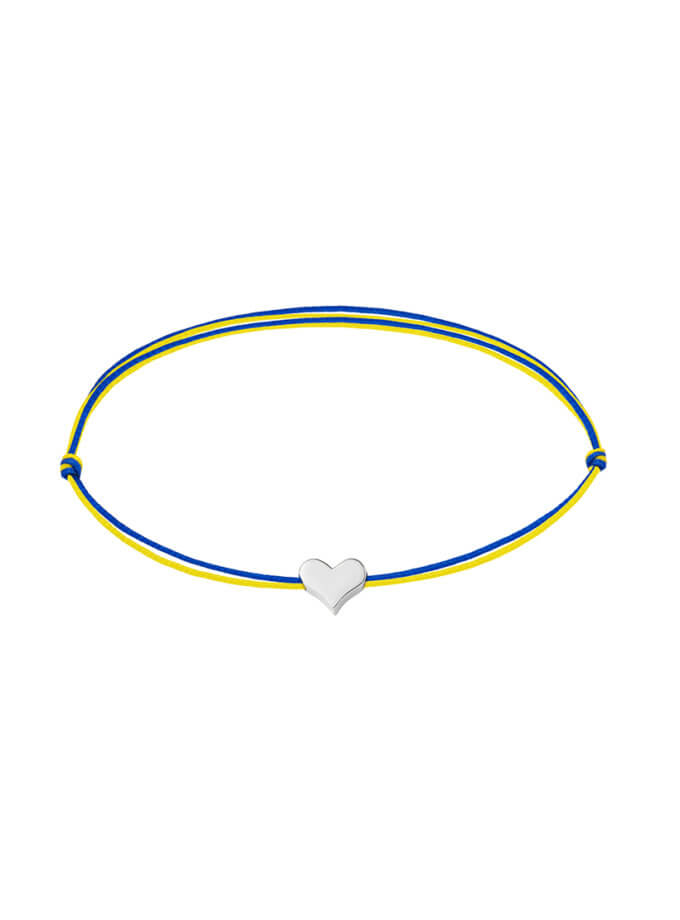 Браслет з синьо-жовтою ниточкою та срібним сердечком IVA_UKRS01, фото 1 - в интернет магазине KAPSULA