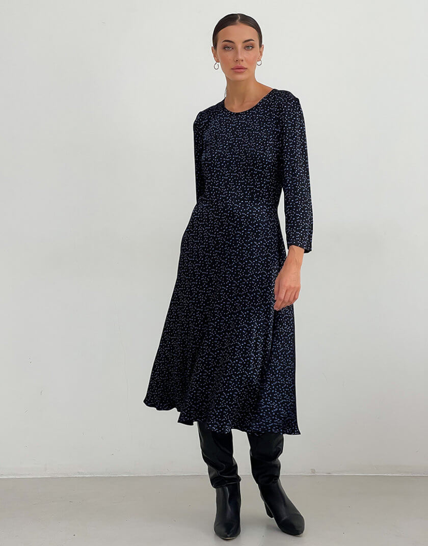 Сукня міді приталена в блакитний горошок LAB_2344, фото 1 - в интернет магазине KAPSULA