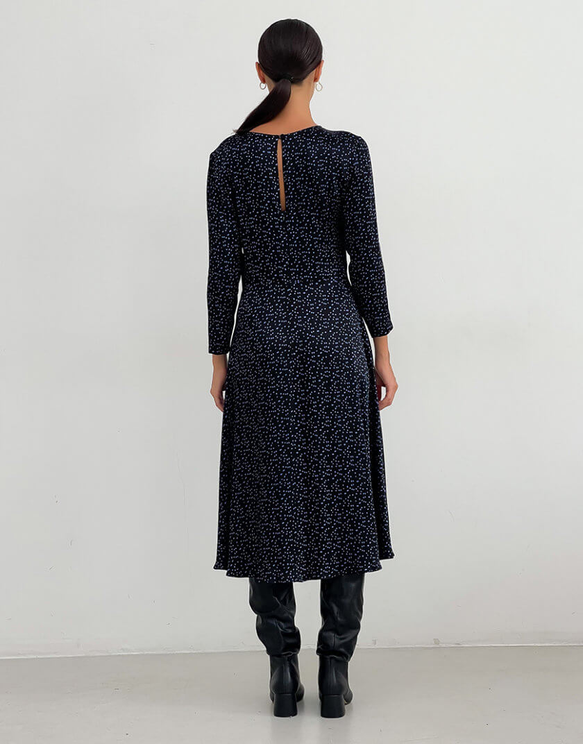 Сукня міді приталена в блакитний горошок LAB_2344, фото 1 - в интернет магазине KAPSULA