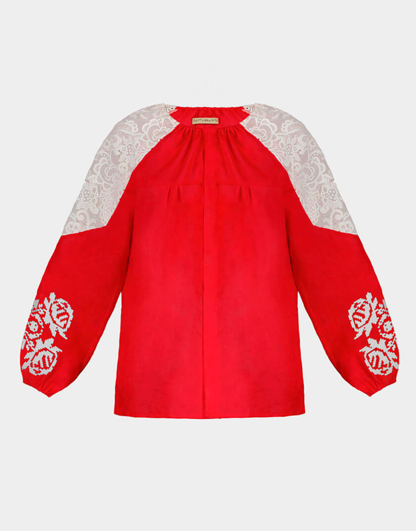 Жіноча блузка з мереживом та традиційною вишивкою Рожа GPTV_AA_111, фото 1 - в интернет магазине KAPSULA