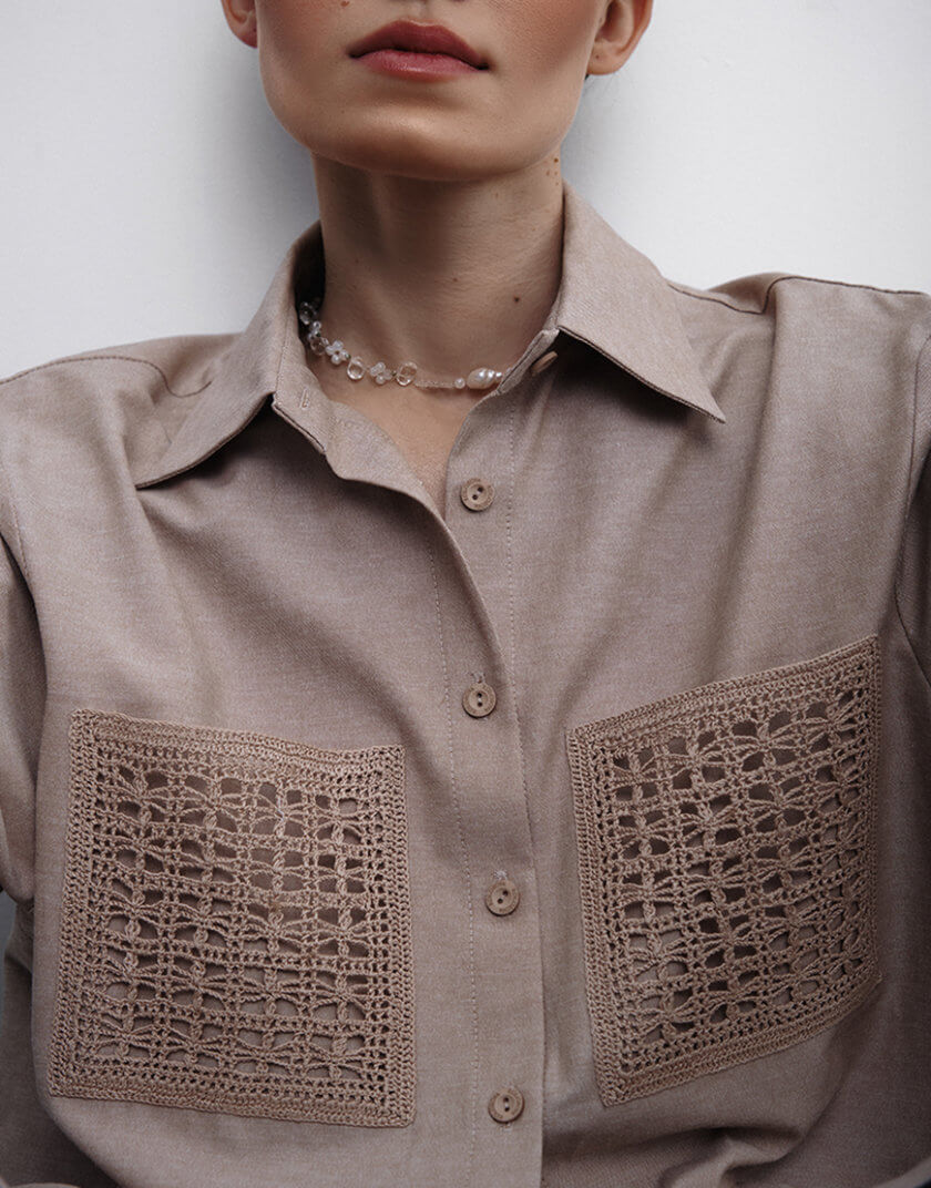 Сорочка з вʼязаними кишенями KLSVNN4WC, фото 1 - в интернет магазине KAPSULA