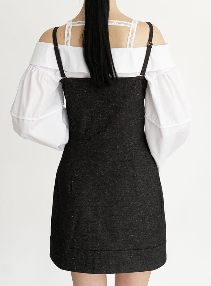 Сукня на запах міні чорна SE22SrfnWrpB, фото 1 - в интернет магазине KAPSULA