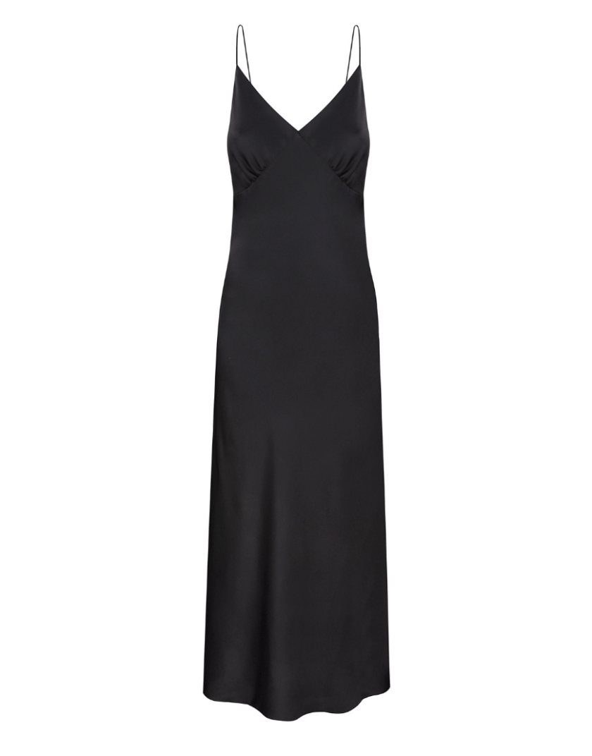 Шовкова сукня на тонких бретельках MISS_040-black, фото 1 - в интернет магазине KAPSULA