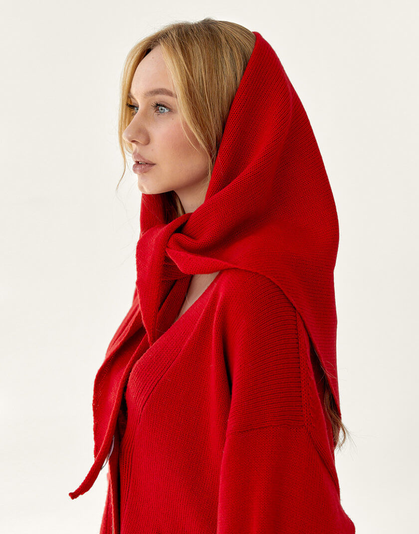 Трикотажна хустка з вовни мериносу FRBC__shawl_red, фото 1 - в интернет магазине KAPSULA