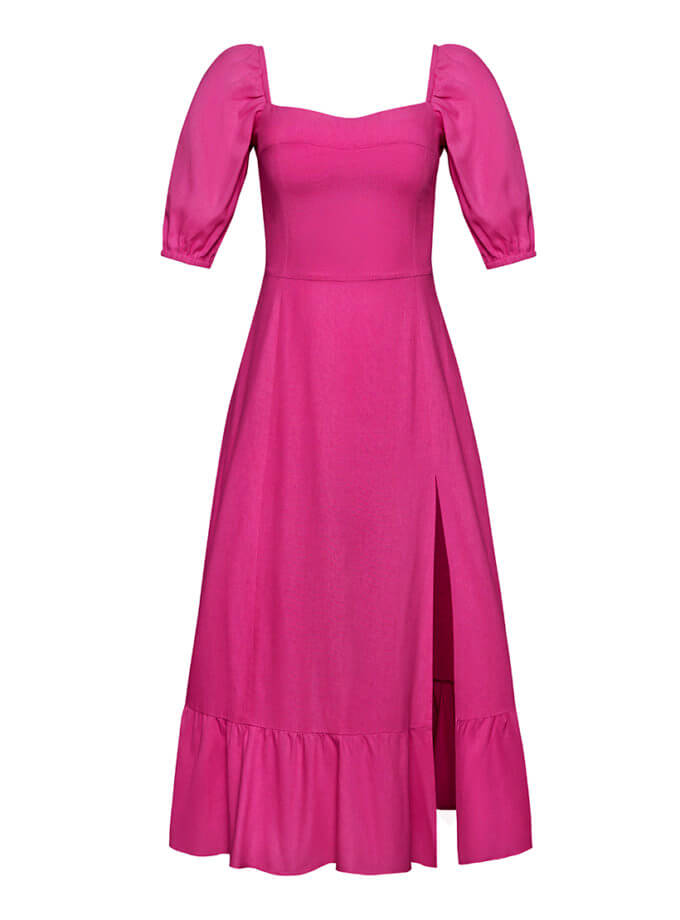 Льняна сукня з розрізом MGN_1732PK, фото 1 - в интернет магазине KAPSULA