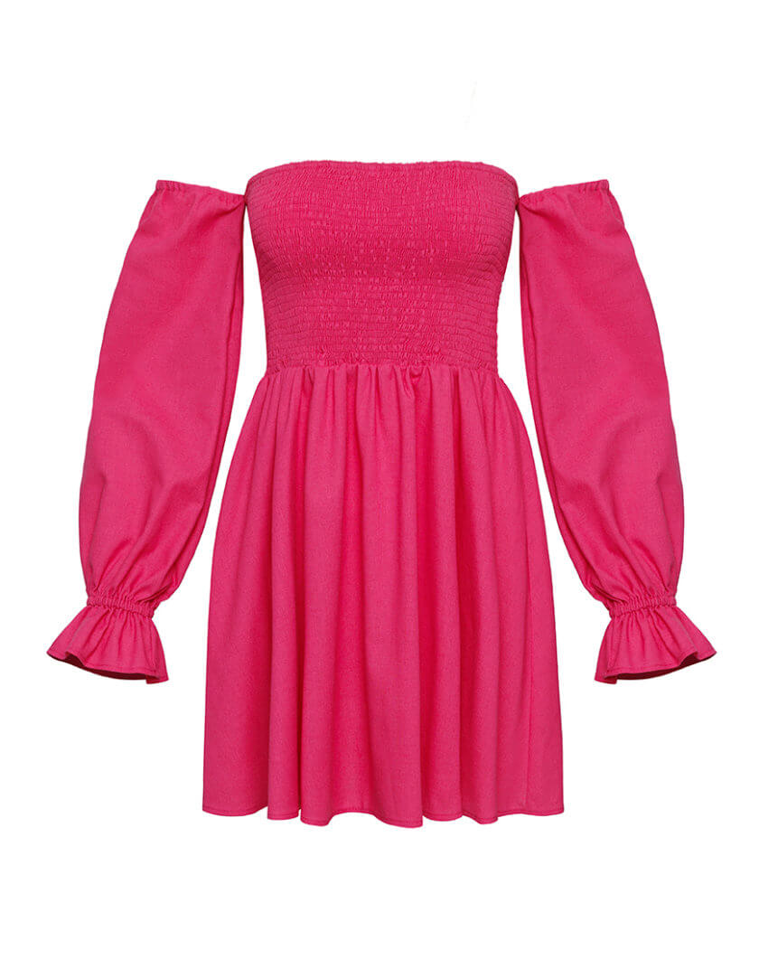Сукня з об’ємними рукавами з льону MGN_1730PK, фото 1 - в интернет магазине KAPSULA