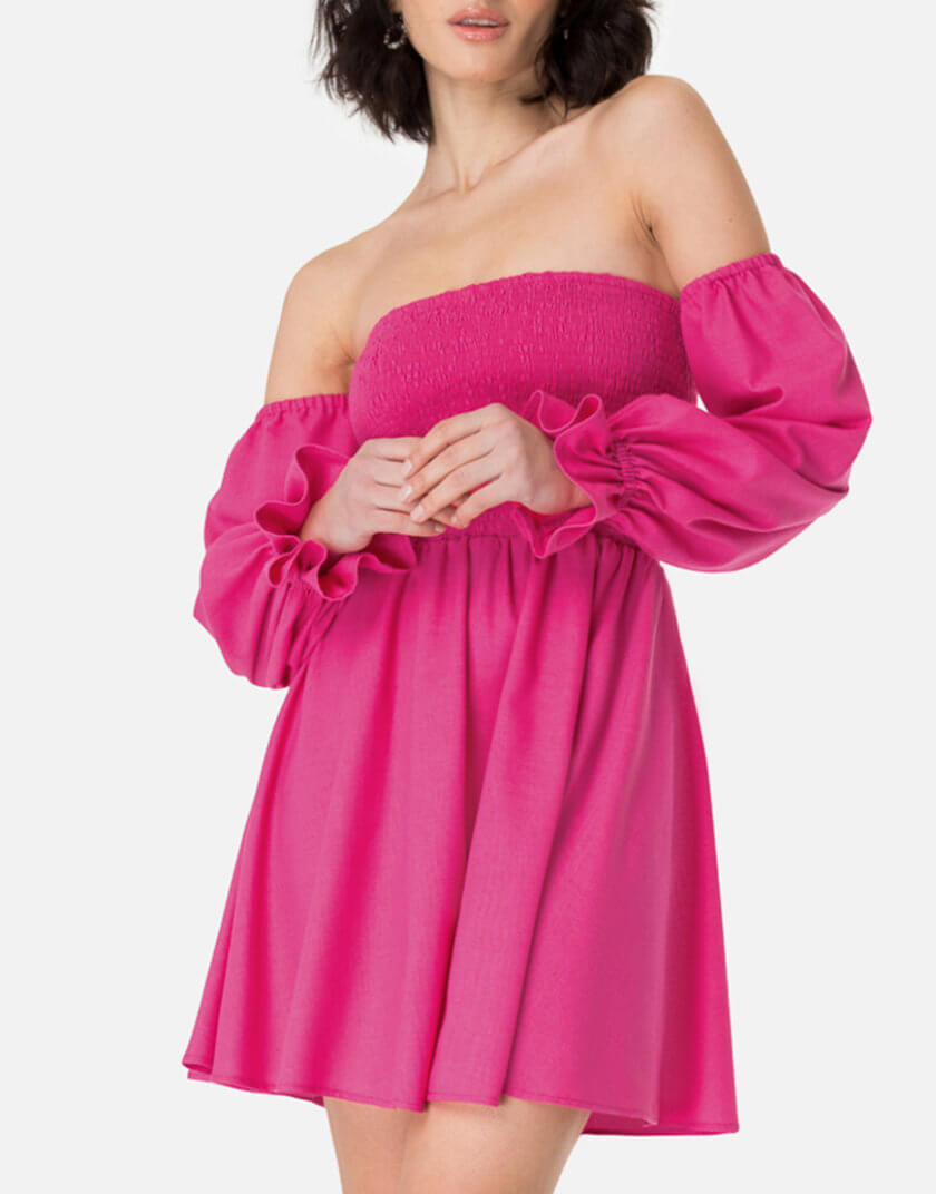 Сукня з об’ємними рукавами з льону MGN_1730PK, фото 1 - в интернет магазине KAPSULA