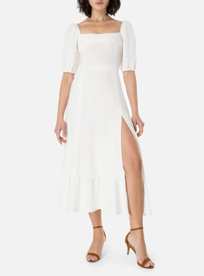 Льняна сукня з розрізом MGN_1732WH, фото 1 - в интернет магазине KAPSULA