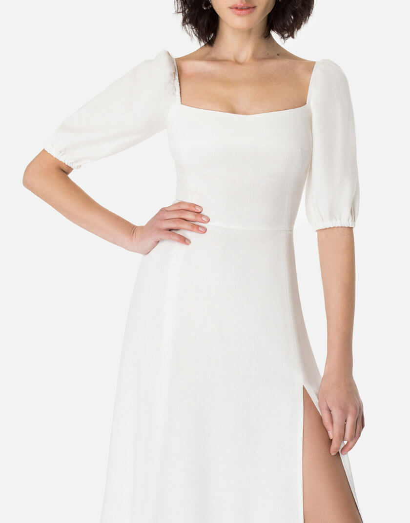 Льняна сукня з розрізом MGN_1732WH, фото 1 - в интернет магазине KAPSULA