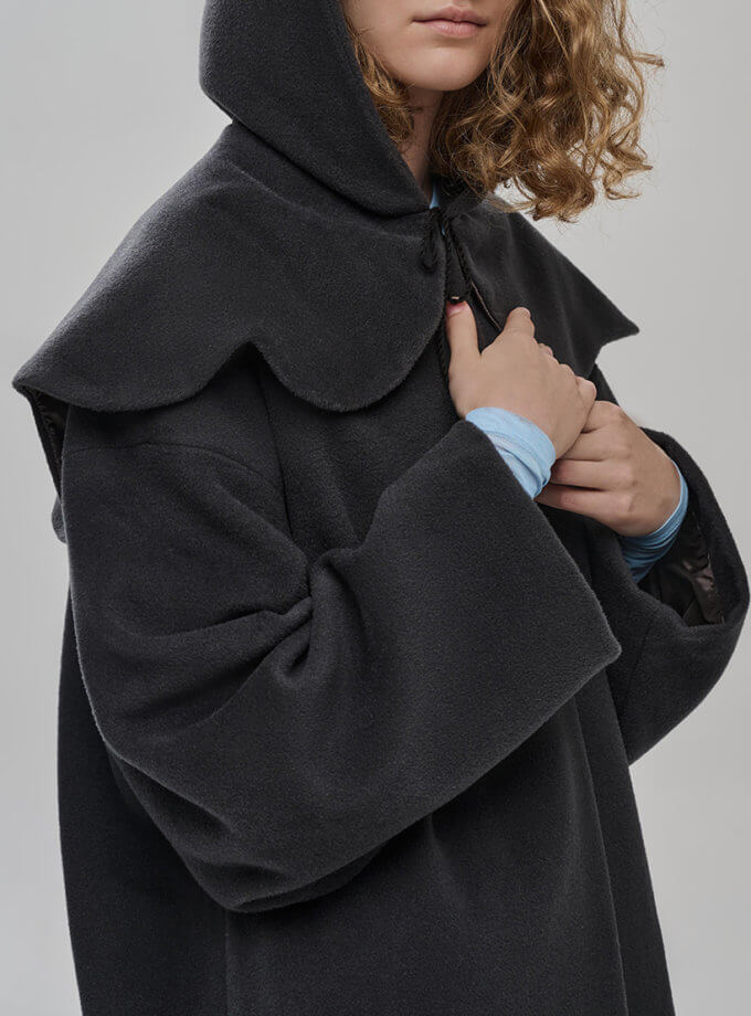 Пальто А сіре шерстяне SHP-coatA-gray, фото 1 - в интернет магазине KAPSULA
