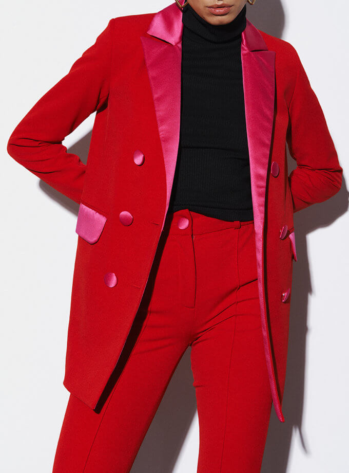 Піджак червоний зі вставками рожевого та рукавицями у комплекті RSC_JCT-0010, фото 1 - в интернет магазине KAPSULA