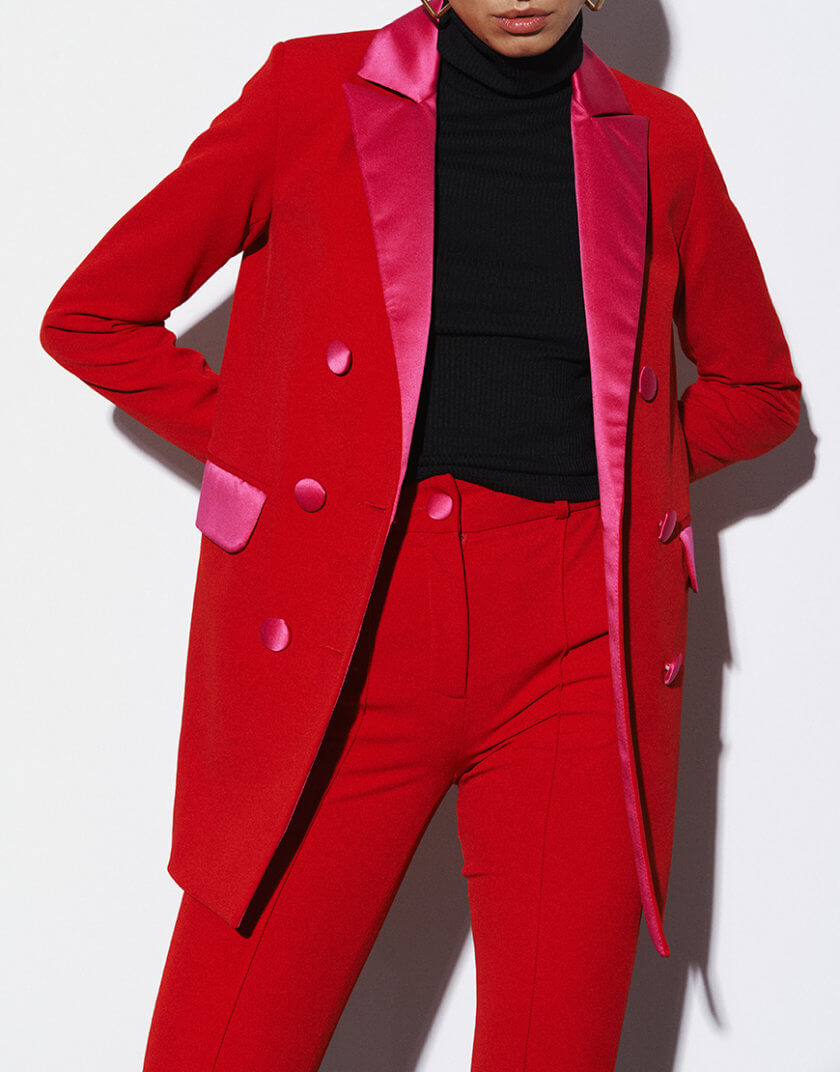 Піджак червоний зі вставками рожевого та рукавицями у комплекті RSC_JCT-0010, фото 1 - в интернет магазине KAPSULA