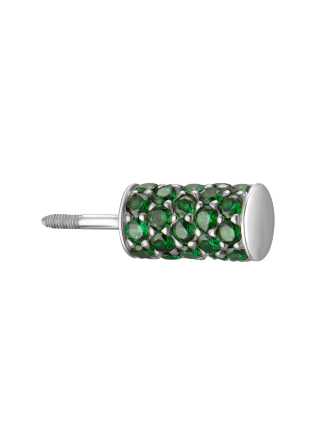 Половина моно-сережки Balance біла із зеленим камінням RAJ_ERA-046g, фото 1 - в интернет магазине KAPSULA