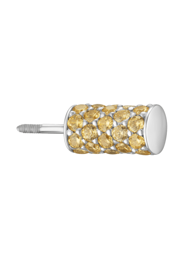 Половина моно-сережки Balance біла з жовтим камінням RAJ_ERA-046y, фото 1 - в интернет магазине KAPSULA