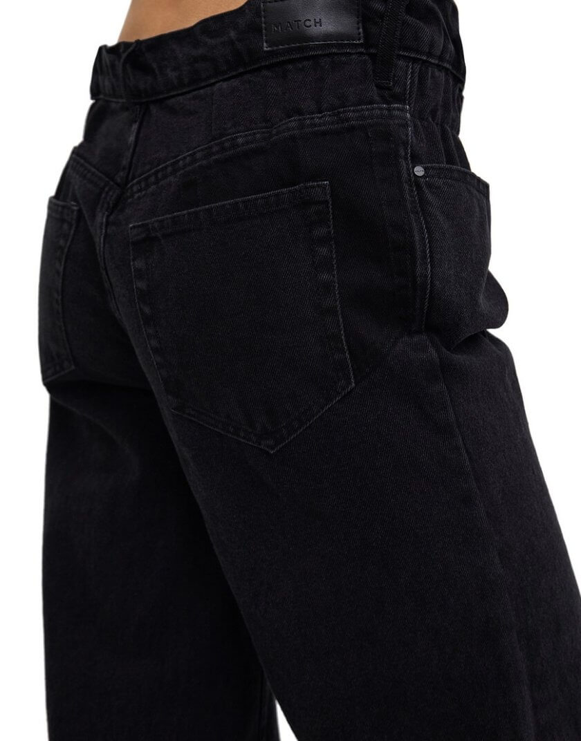 Чорні широкі джинси на резинці MTCH_SP23-JNSWRW-BLACK, фото 1 - в интернет магазине KAPSULA