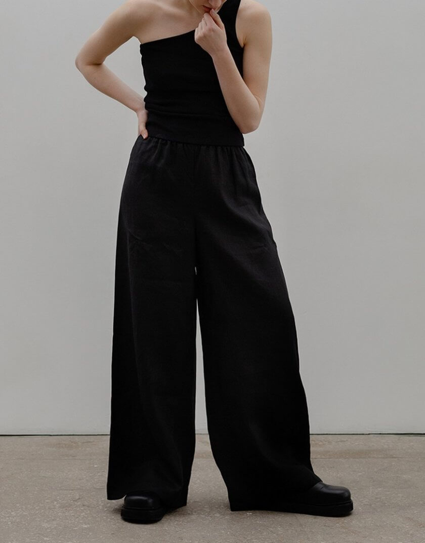 Набір лляний сорочка і штани чорного кольору BLCN_1101_1102, фото 1 - в интернет магазине KAPSULA