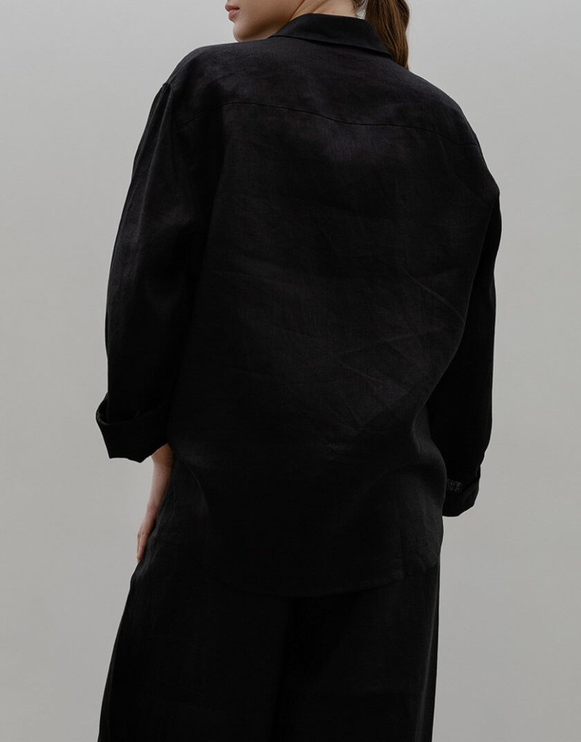 Набір лляний сорочка і штани чорного кольору BLCN_1101_1102, фото 1 - в интернет магазине KAPSULA