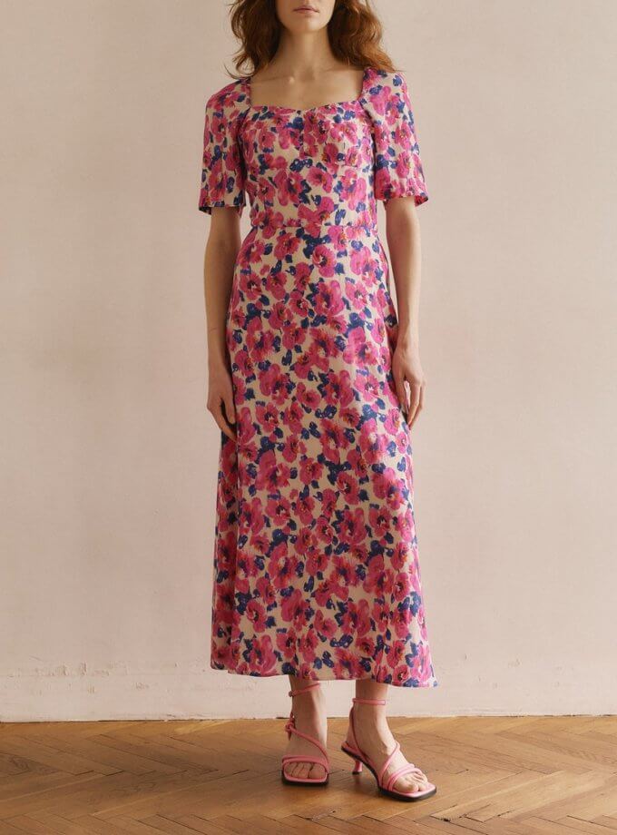 Квіткова сукня молочна WKMF_135_4, фото 1 - в интернет магазине KAPSULA