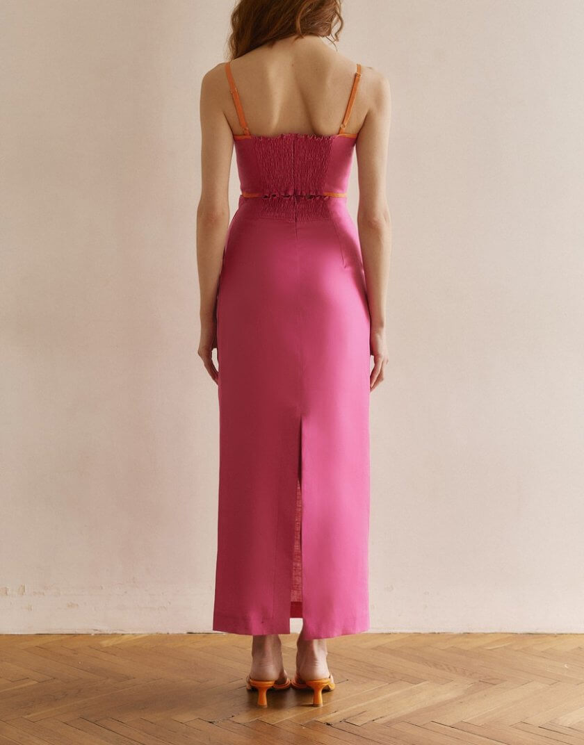 Лляна спідниця рожева WKMF_147_2, фото 1 - в интернет магазине KAPSULA