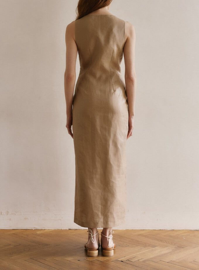 Лляна сукня бежева WKMF_150_1, фото 1 - в интернет магазине KAPSULA