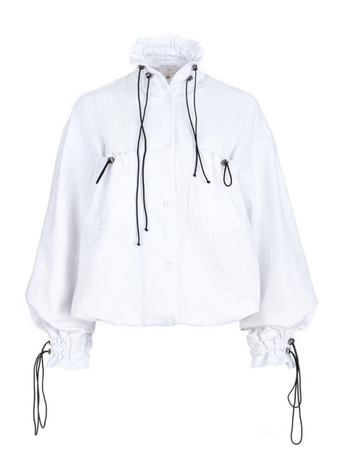 Біла фактурна котонова сорочка-бомбер XM_небо_17, фото 1 - в интернет магазине KAPSULA