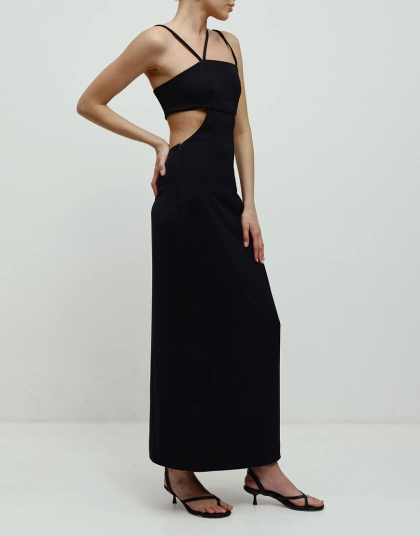 Сукня з акцентними вирізами на стегнах чорна RSC_Dress-006/2, фото 1 - в интернет магазине KAPSULA