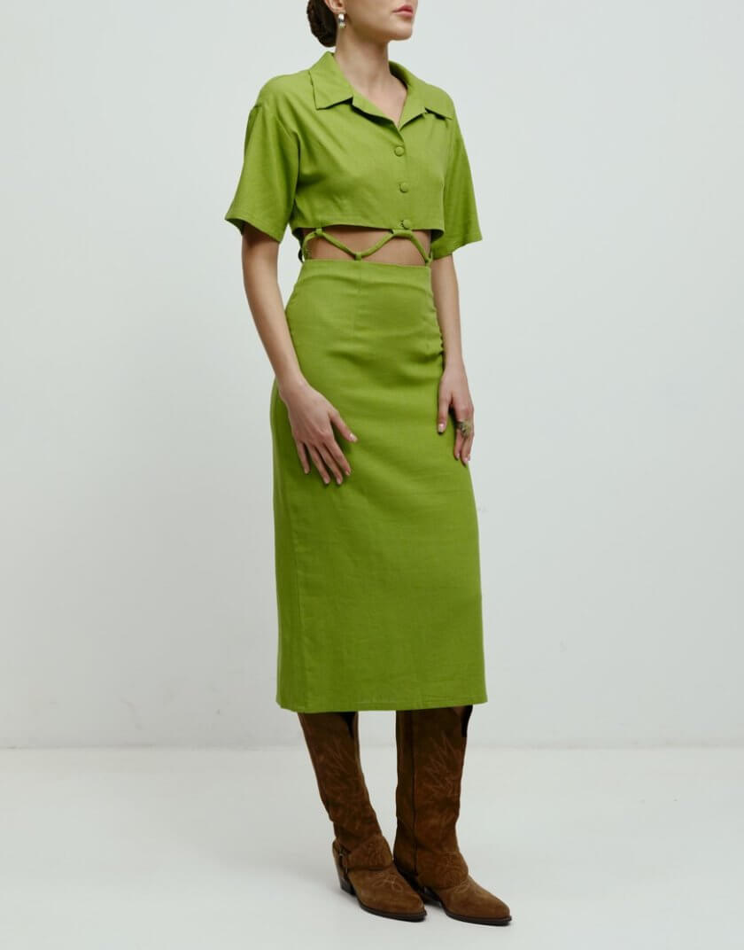 Сукня з перекрутом по периметру зелена RSC_DRESS-001/2, фото 1 - в интернет магазине KAPSULA