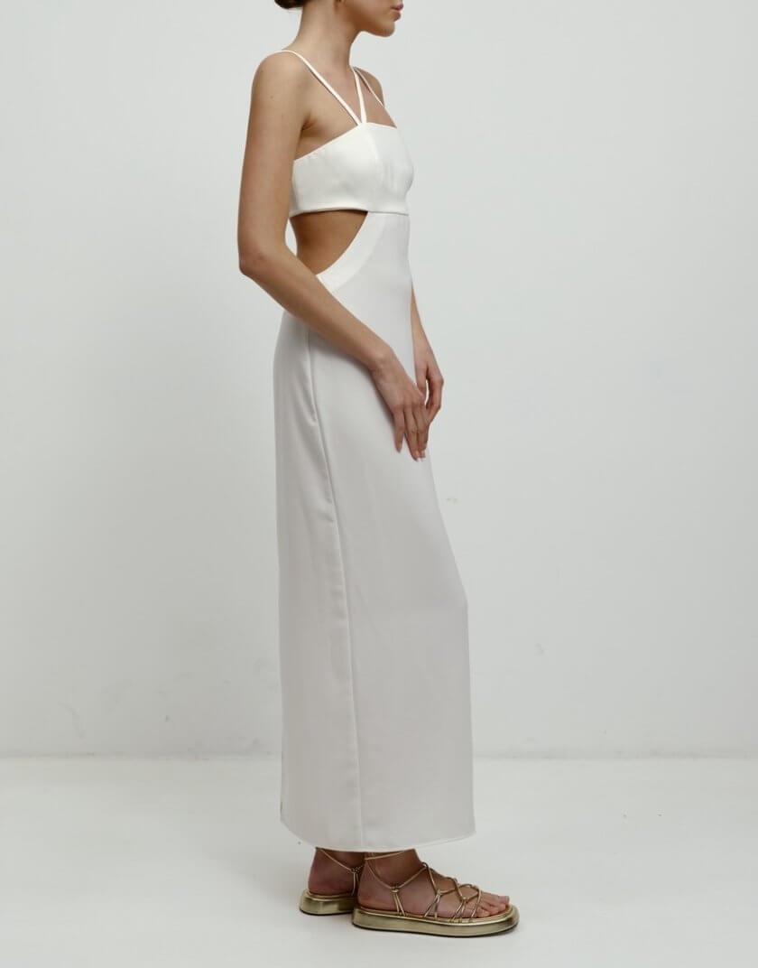 Сукня з акцентними вирізами на стегнах біла RSC_Dress-006/1, фото 1 - в интернет магазине KAPSULA
