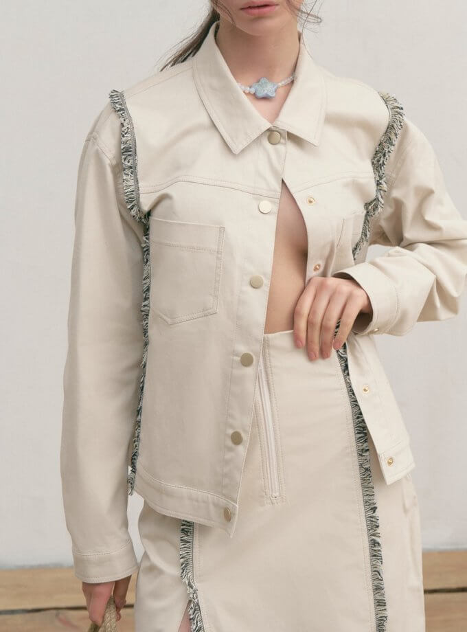 Бавовняна куртка з бахромою ZHRK_kzss230003cottjackb, фото 1 - в интернет магазине KAPSULA
