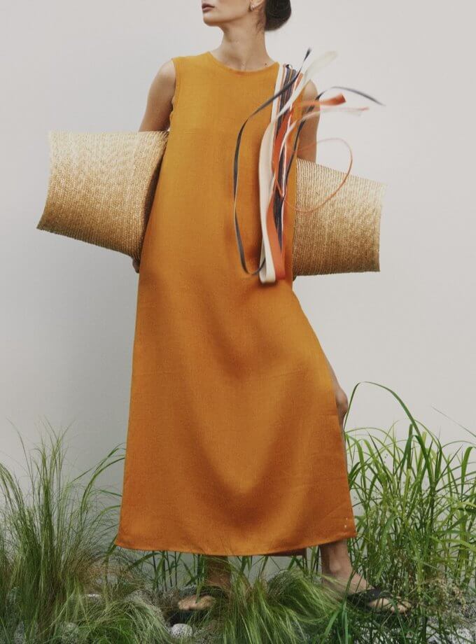 Лляна максі сукня зі стрічками DG_SS23_1, фото 1 - в интернет магазине KAPSULA
