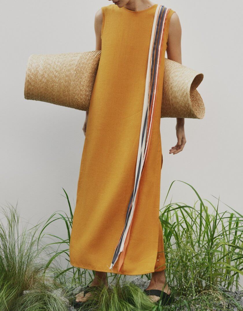 Лляна максі сукня зі стрічками DG_SS23_1, фото 1 - в интернет магазине KAPSULA